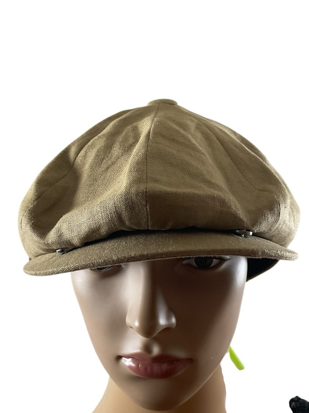 Men's Tan Linen Newsboy Cap - Classic Eight-Panel Style